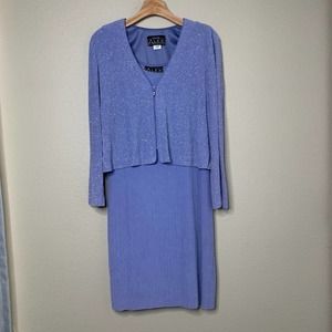 ALEX evenings 10 petite lavender purple sparkle dress jacket set 90s Y2K shimmer